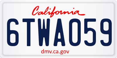 CA license plate 6TWA059