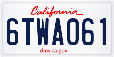 CA license plate 6TWA061