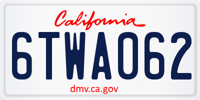 CA license plate 6TWA062