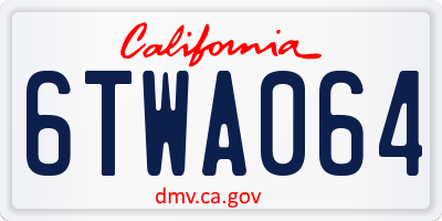 CA license plate 6TWA064