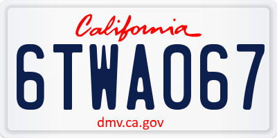 CA license plate 6TWA067
