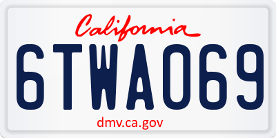 CA license plate 6TWA069