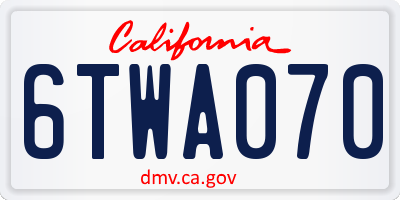 CA license plate 6TWA070