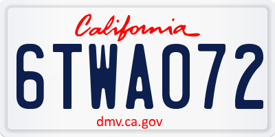 CA license plate 6TWA072