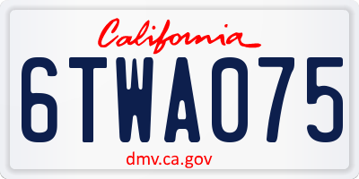 CA license plate 6TWA075