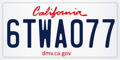 CA license plate 6TWA077