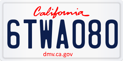 CA license plate 6TWA080