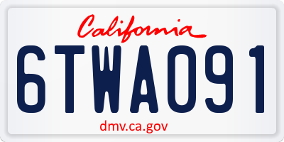 CA license plate 6TWA091
