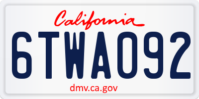 CA license plate 6TWA092