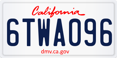 CA license plate 6TWA096