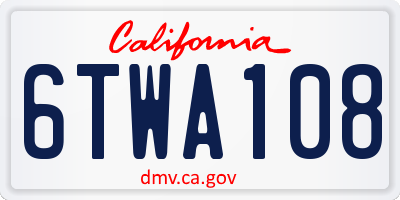 CA license plate 6TWA108