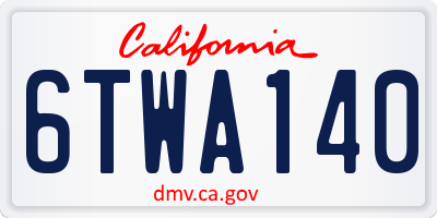 CA license plate 6TWA140
