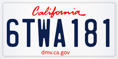 CA license plate 6TWA181