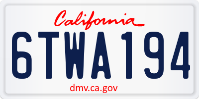CA license plate 6TWA194