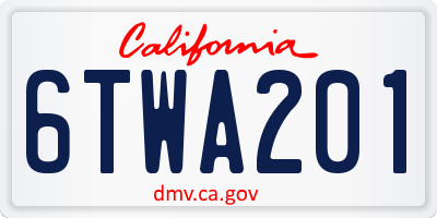 CA license plate 6TWA201