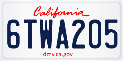CA license plate 6TWA205