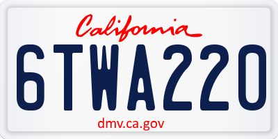 CA license plate 6TWA220