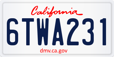 CA license plate 6TWA231