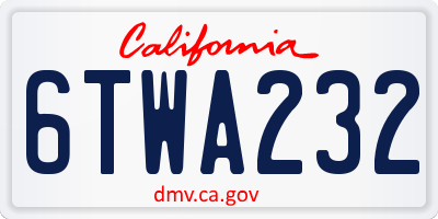 CA license plate 6TWA232