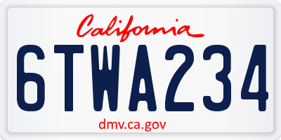 CA license plate 6TWA234