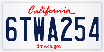 CA license plate 6TWA254