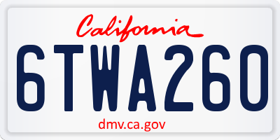 CA license plate 6TWA260