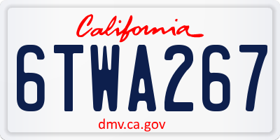 CA license plate 6TWA267