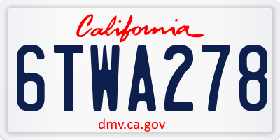 CA license plate 6TWA278