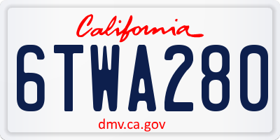 CA license plate 6TWA280