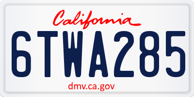 CA license plate 6TWA285