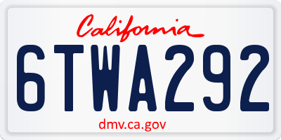 CA license plate 6TWA292