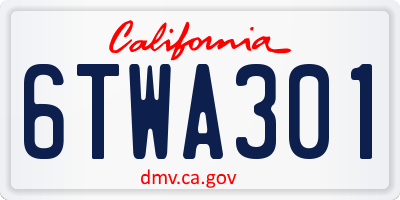 CA license plate 6TWA301