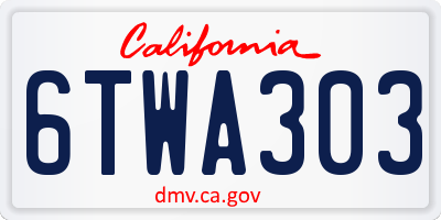CA license plate 6TWA303