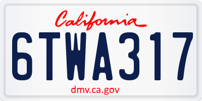 CA license plate 6TWA317