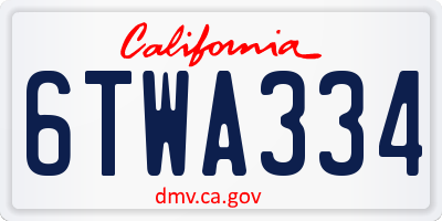 CA license plate 6TWA334