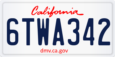 CA license plate 6TWA342