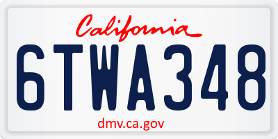 CA license plate 6TWA348