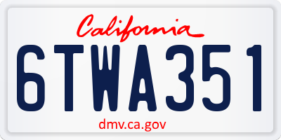CA license plate 6TWA351