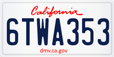 CA license plate 6TWA353