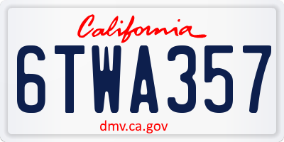 CA license plate 6TWA357