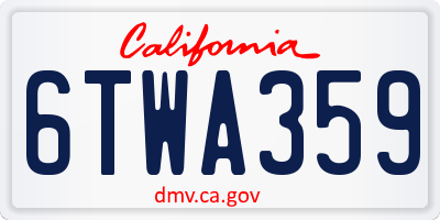 CA license plate 6TWA359