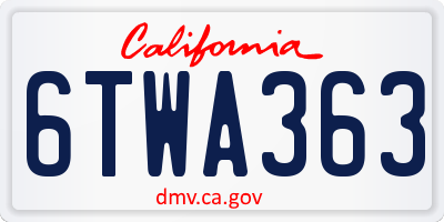 CA license plate 6TWA363