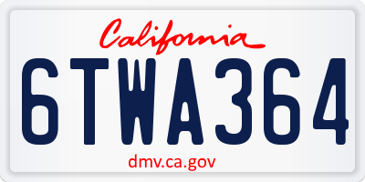 CA license plate 6TWA364