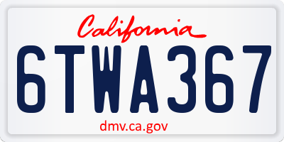 CA license plate 6TWA367