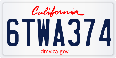 CA license plate 6TWA374