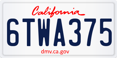 CA license plate 6TWA375
