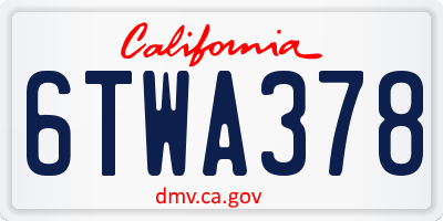 CA license plate 6TWA378
