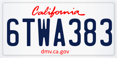 CA license plate 6TWA383