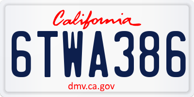 CA license plate 6TWA386