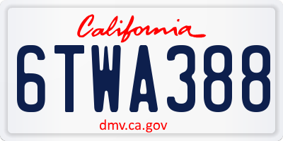CA license plate 6TWA388